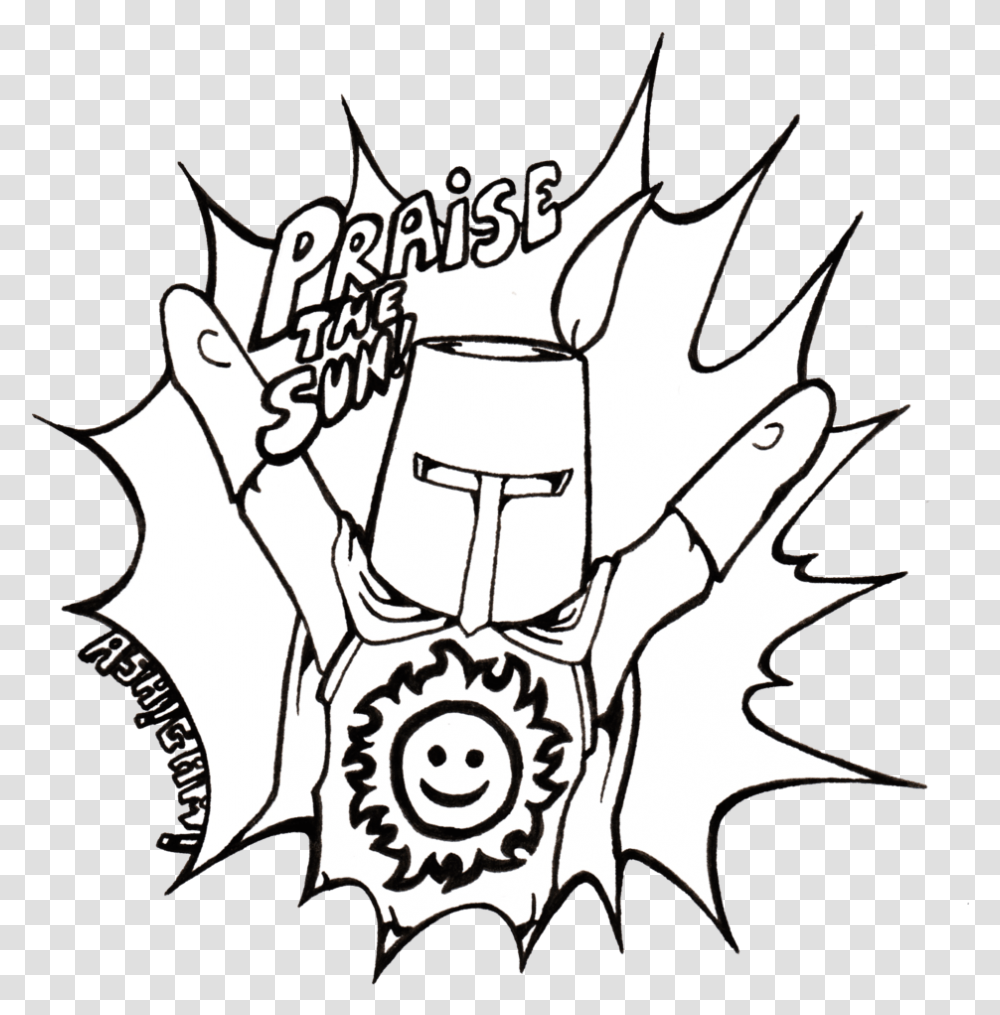 Praise The Sun Lineart By Ashigami, Stencil, Armor Transparent Png