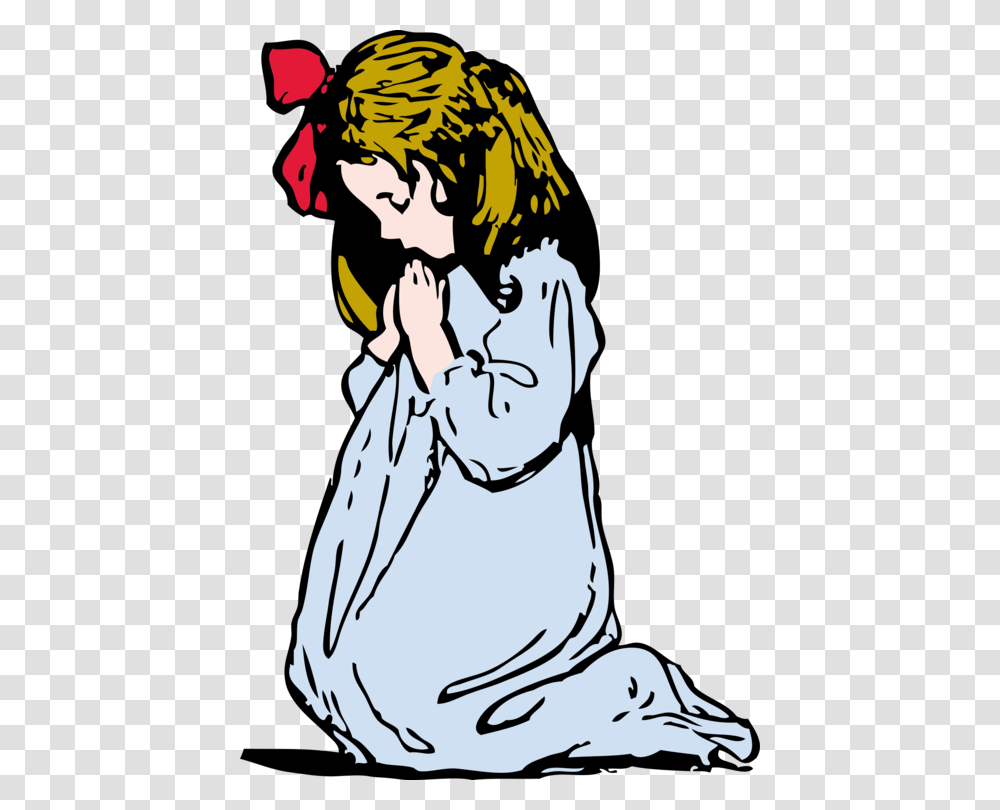 Prayer Drawing Child Girl Woman, Person, Human, Kneeling, Manga Transparent Png