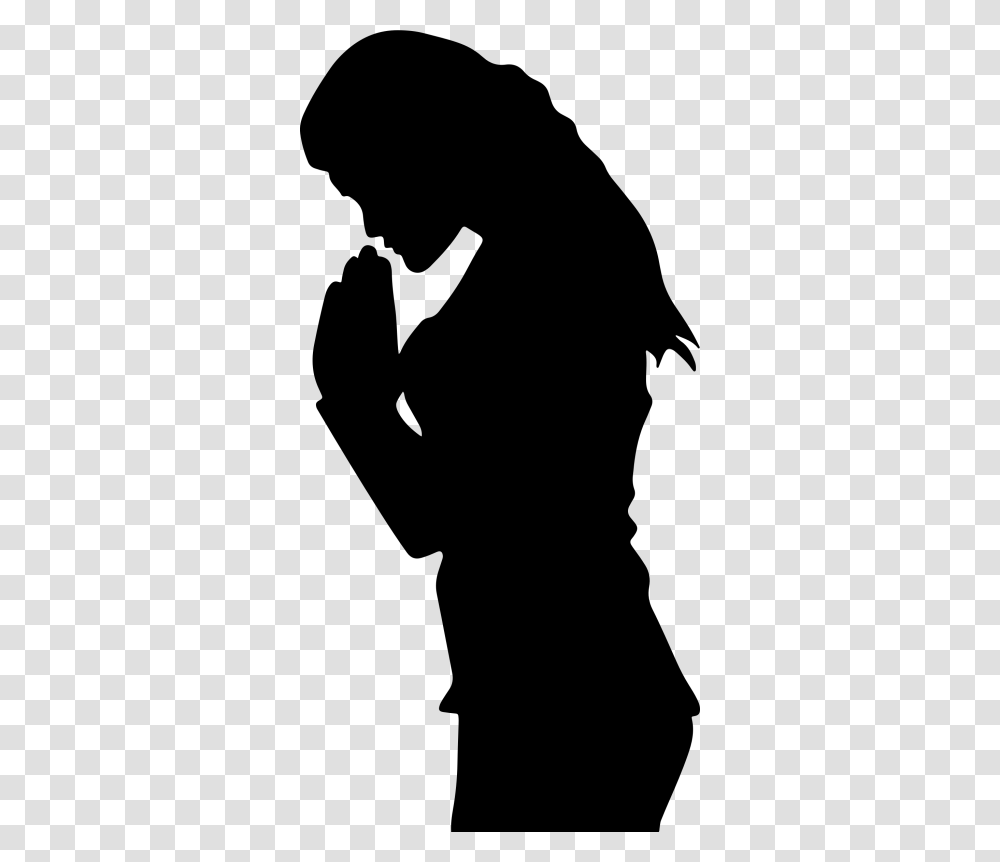 Prayer Woman Praying Hands Silhouette Clip Art Woman Praying Clip Art, Gray Transparent Png