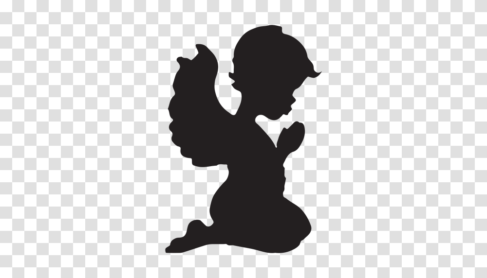 Praying Cupid Silhouette, Person, Human, Kneeling Transparent Png