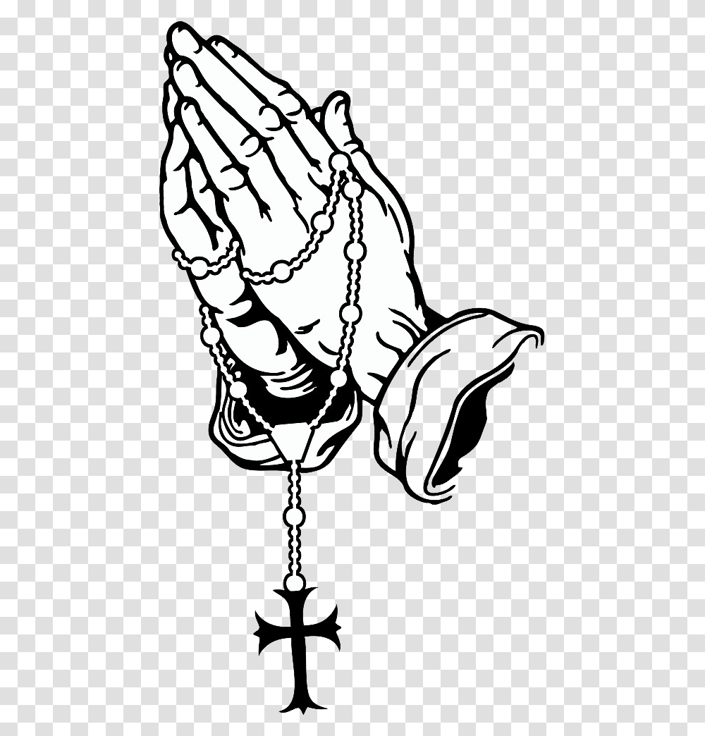 Praying Hands Praying Hands With Rosary Clipart, Stencil, Hook, Lamp, Claw Transparent Png