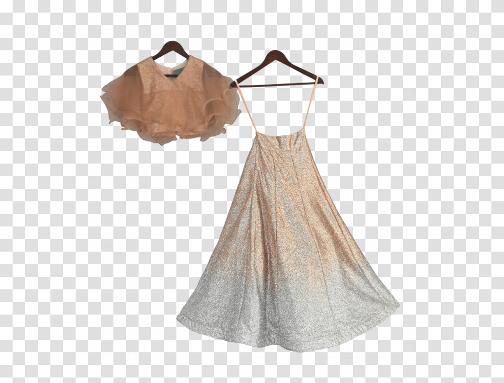 Pre Order Gold Glitter Top With Lehenga Cocktail Dress, Clothing, Apparel, Apron, Wedding Gown Transparent Png