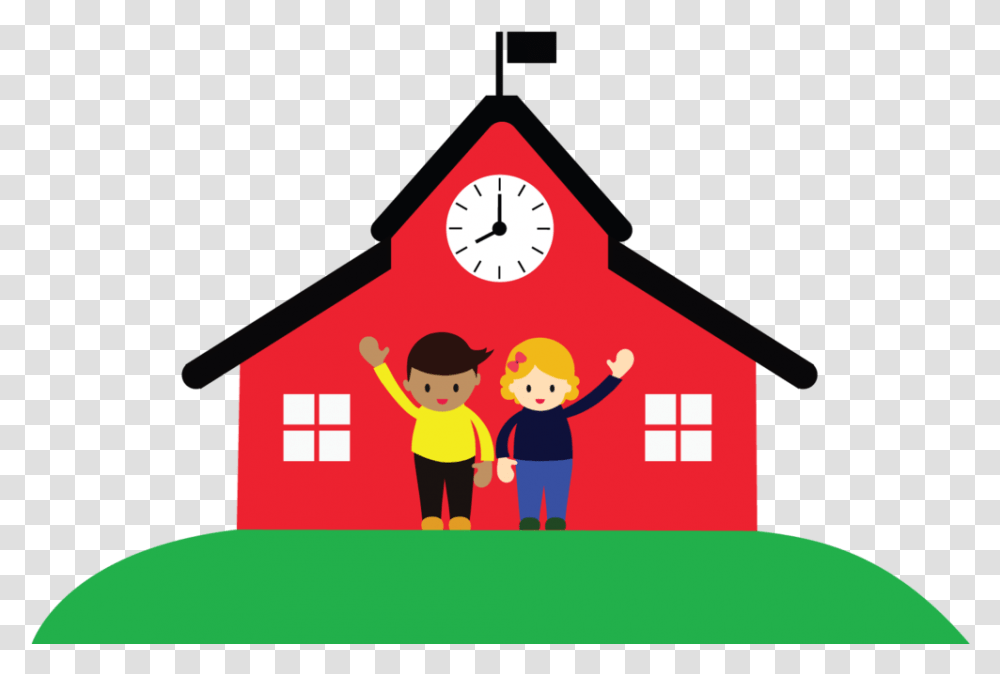 Pre School Graduation Ceremony National Primary School Cartoon School With Background, Building, Outdoors, Analog Clock, Nature Transparent Png