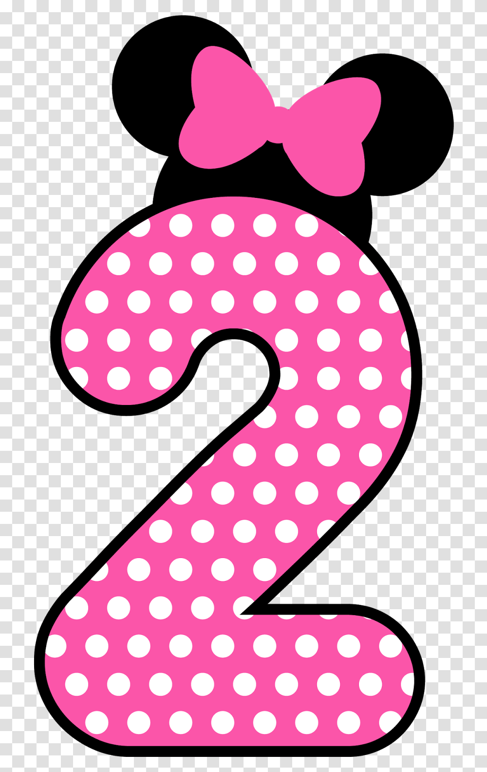 Precioso Alfabeto Tipo Minnie Rosa Numero 2 Minnie, Texture, Polka Dot, Number Transparent Png