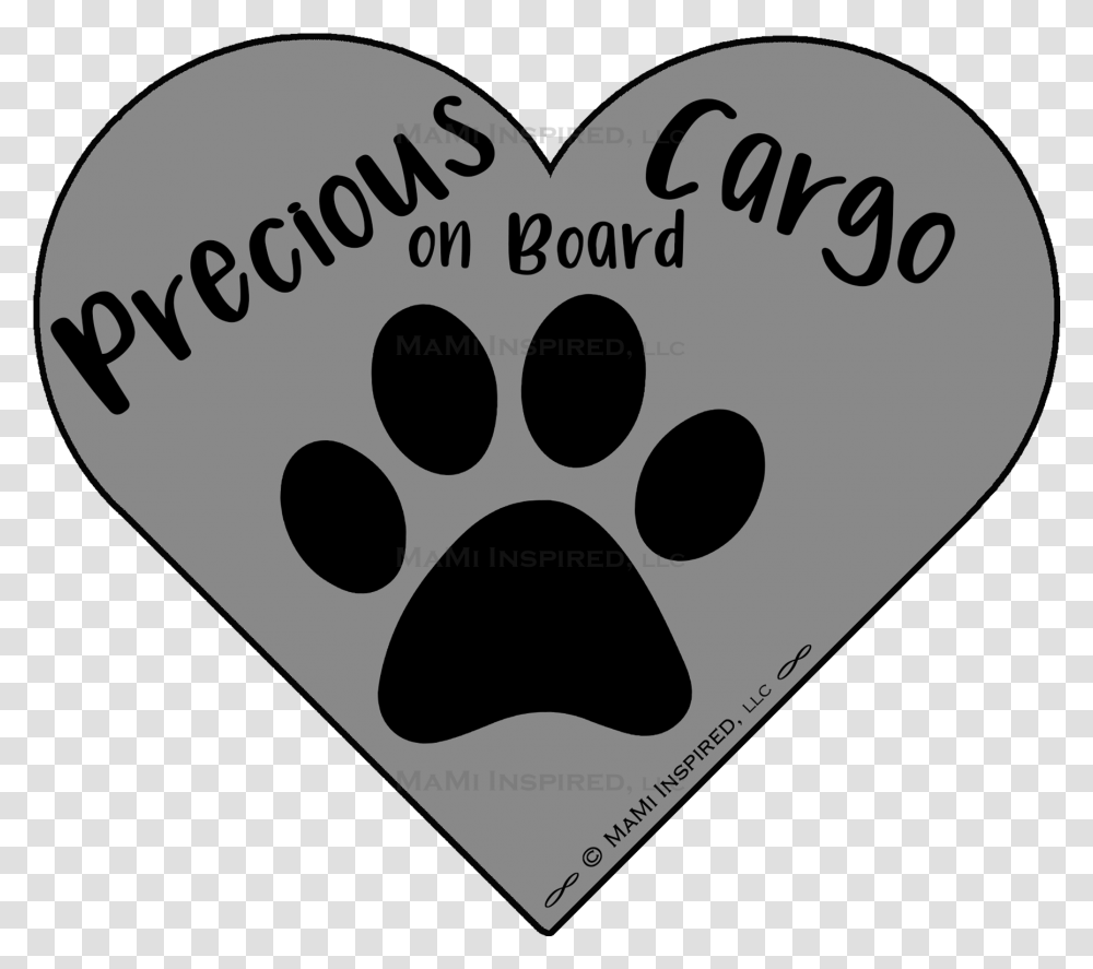 Precious Cargo On Board Dog On Board Paw Print Puppy Heart, Stencil, Path, Plectrum, Pillow Transparent Png