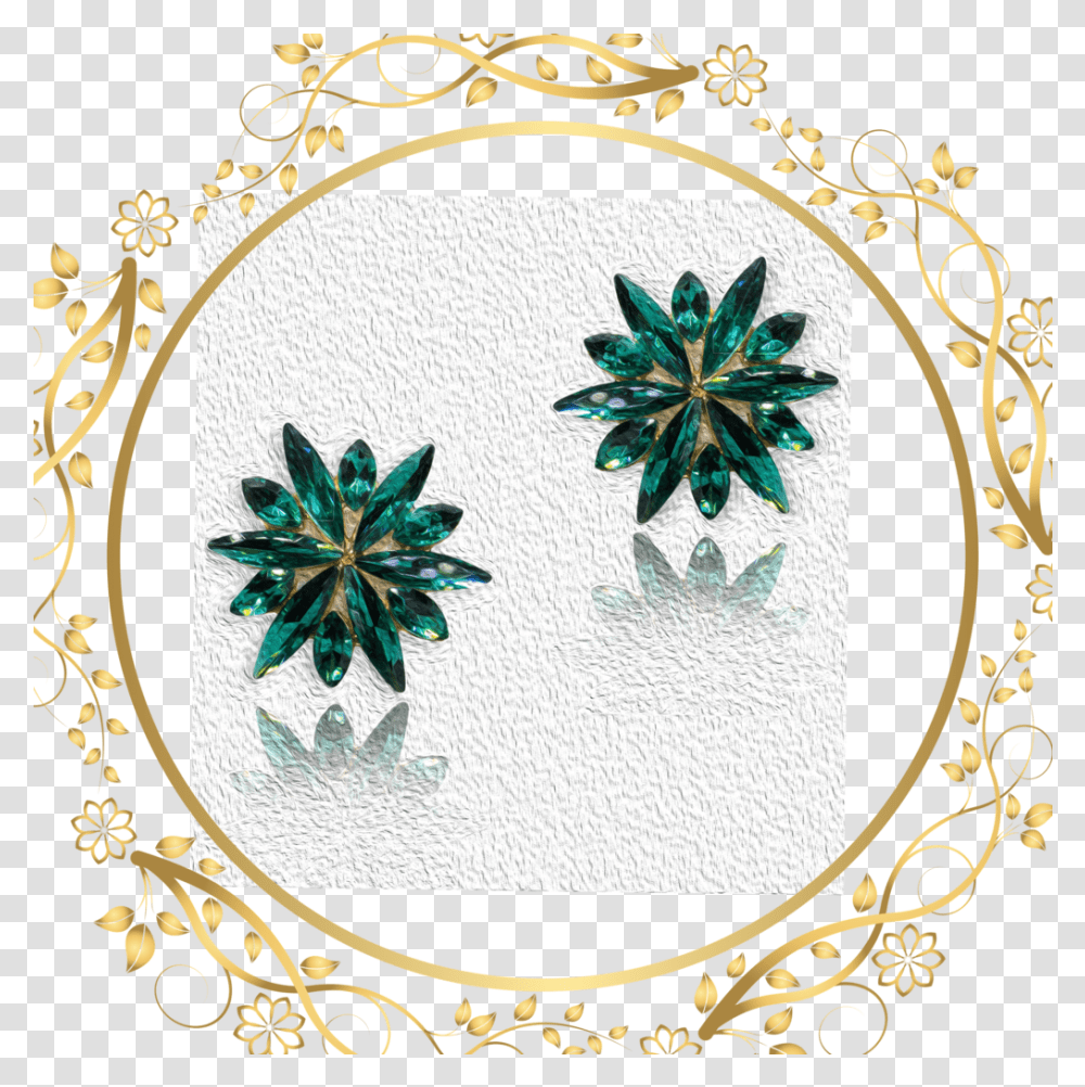 Precious Crystal And Cz Flower Shape Earrings For Girls Background Round Border Design, Floral Design, Pattern, Graphics, Art Transparent Png
