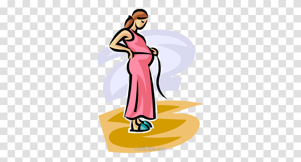Pregnant Mother Measuring Her Belly Royalty Free Vector Clip Art, Female, Woman, Dress Transparent Png
