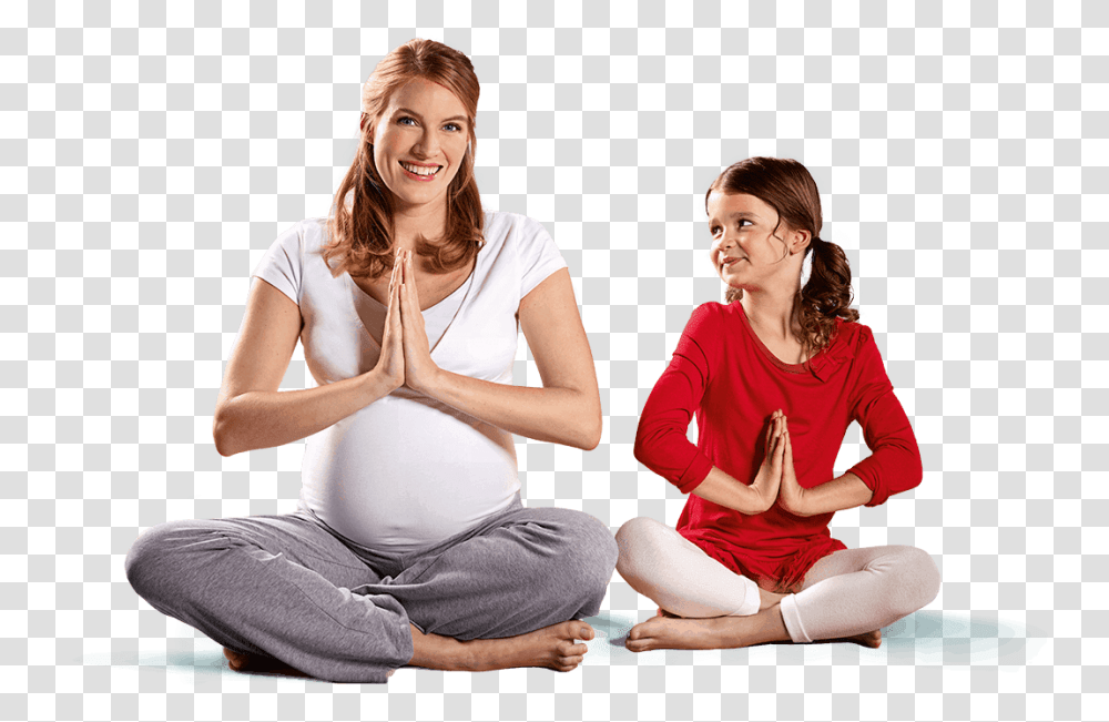 Pregnant Woman And Her Child Beside Her Sitting, Fitness, Working Out, Sport, Person Transparent Png