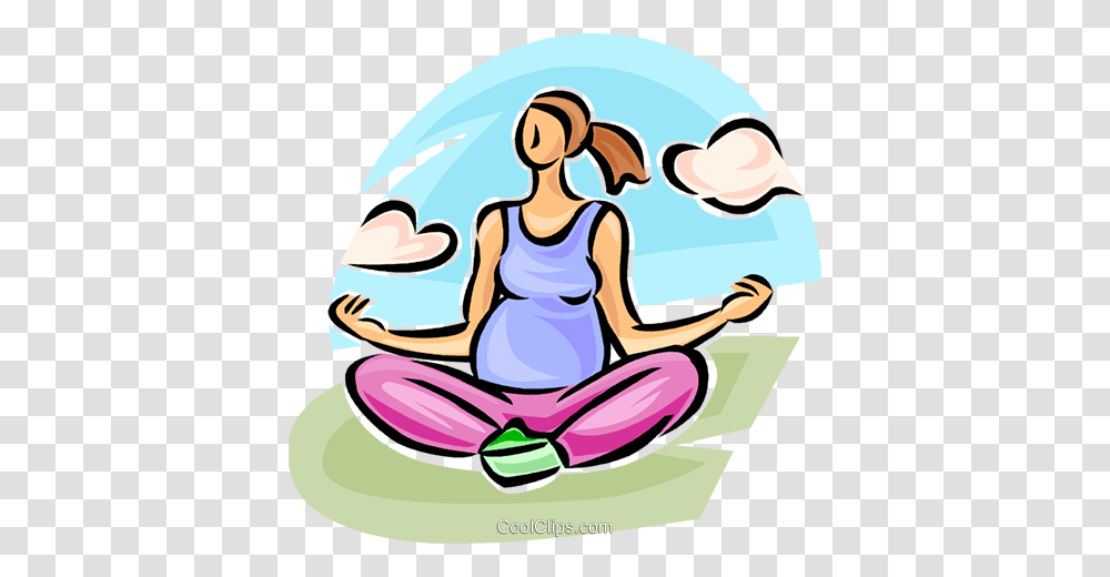 Pregnant Woman Doing Yoga Royalty Free Vector Clip Art, Working Out, Sport, Exercise, Sports Transparent Png