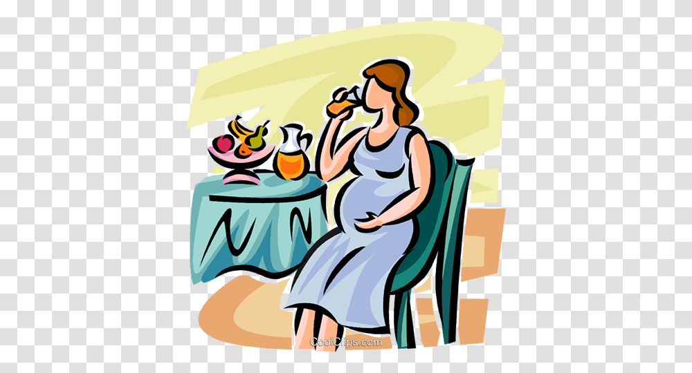 Pregnant Woman Drinking Juice Royalty Free Vector Clip Art, Poster, Advertisement, Drawing Transparent Png