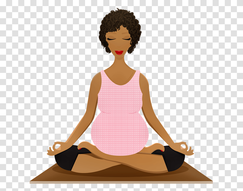 Pregnant Woman In Lotus Position Meditation Clipart Samadhi Yoga, Person, Human, Sitting, Kneeling Transparent Png