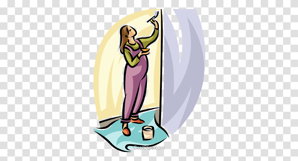 Pregnant Woman Painting The Nursery Royalty Free Vector Clip Art, Room, Indoors, Drawing, Outdoors Transparent Png