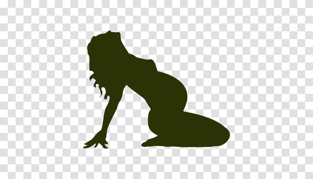 Pregnant Woman Silhouette In Green, Kneeling, Light, Crawling, Painting Transparent Png
