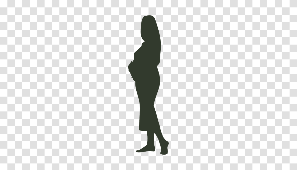 Pregnant Woman Silhouette Touching Womb, Standing, Person, Green, Hand Transparent Png