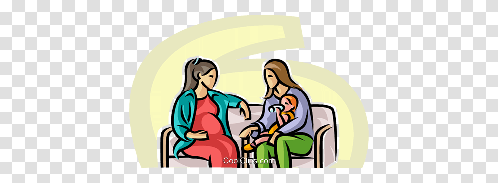 Pregnant Woman Talking With A New Mother Royalty Free Vector Clip, Chair, Furniture, Comics, Book Transparent Png