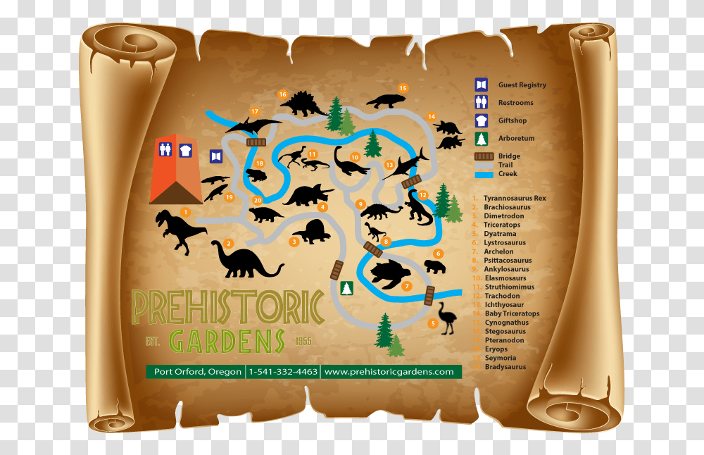 Prehistoric Gardens Park Map On Scroll Image Scroll Clipart, Paper, Bird, Animal, Poster Transparent Png