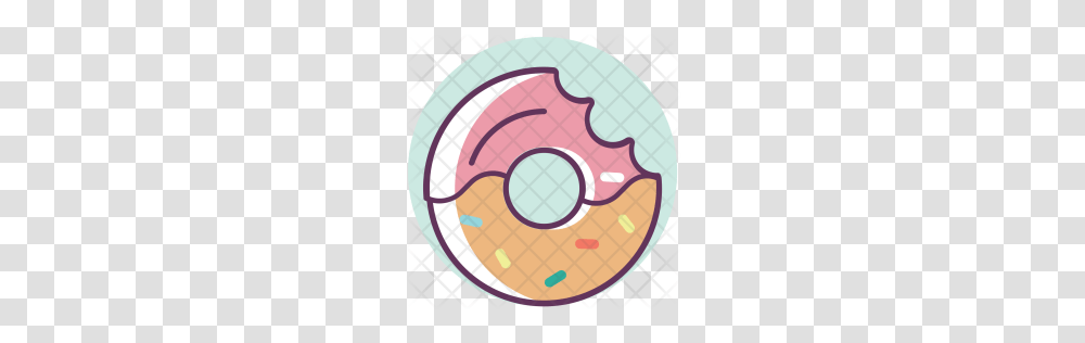 Premium Donut Doughnut Sweet Dessert Food Fastfood Icon, Disk, Label, Number Transparent Png