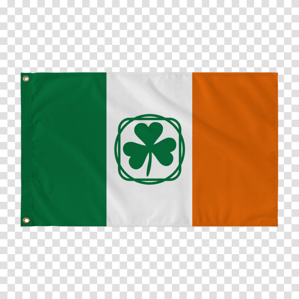 Premium Irish Flag With Shamrock Design, Logo, Trademark, American Flag Transparent Png