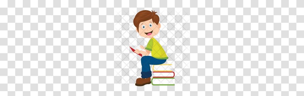 Premium Schoolboy Sitting Icon Download, Person, Toy, Reading, Female Transparent Png