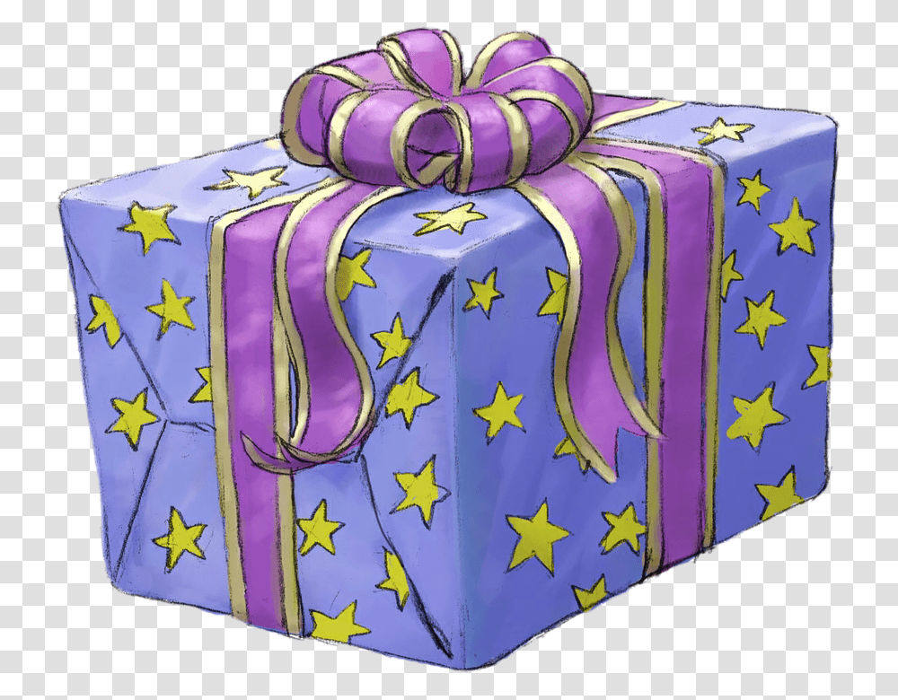 Present Gift Purple Lilac Stars Wrapped Celebrate Sketch Transparent Png