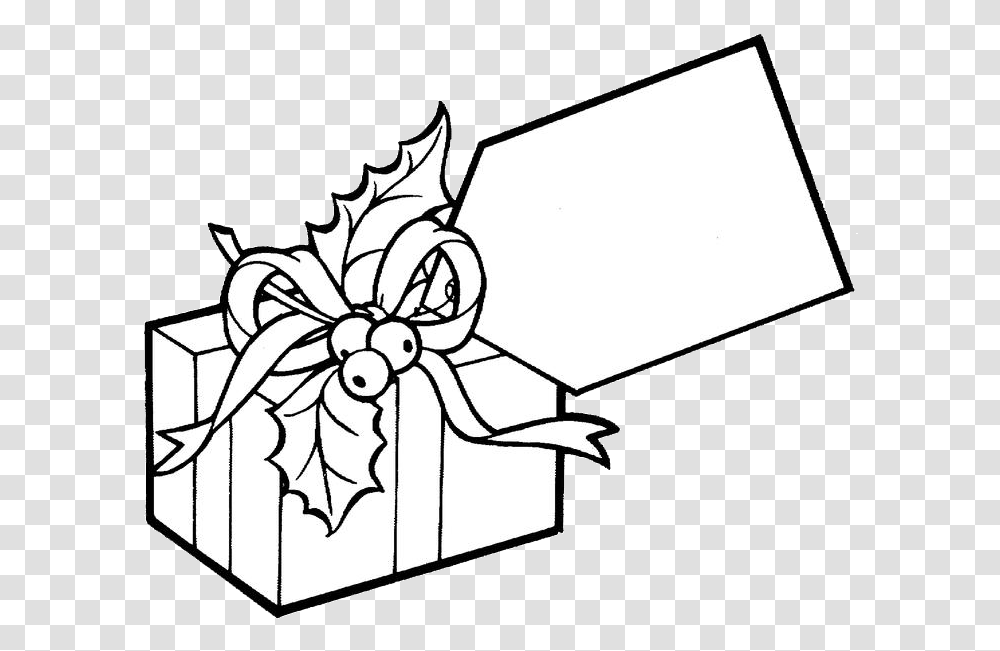 Present With Tag Coloring Page, Gift, Cross, Stencil Transparent Png