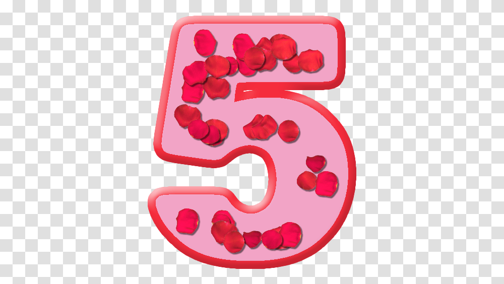 Presentation Alphabets Rose Petals Numeral 5 Heart, Flower, Plant, Blossom, Birthday Cake Transparent Png