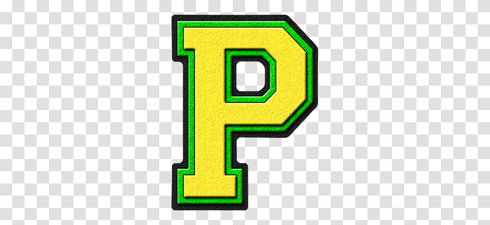 Presentation Alphabets Yellow Kelly Green Varsity Letter P, Rug, Pac Man Transparent Png