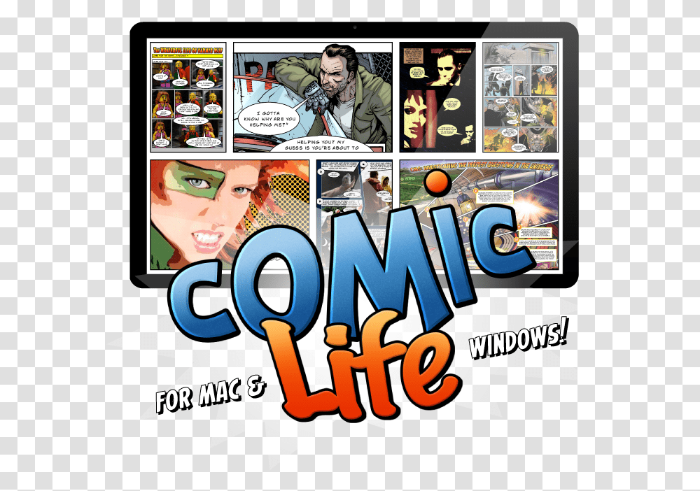 Presenting Comic Life From Plasq For Mac And Windows Comic Life, Person, Human, Comics, Book Transparent Png