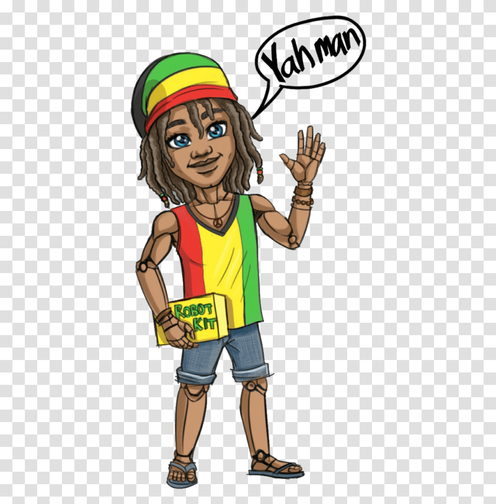 Presenting Rasta Robot The Ever Lively Cross Cultural Cartoon, Person, Face, Helmet, People Transparent Png