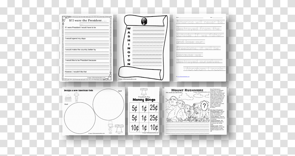 Presidents Day Worksheets For Kids Mount Rushmore Coloring Page, Word, Diary Transparent Png
