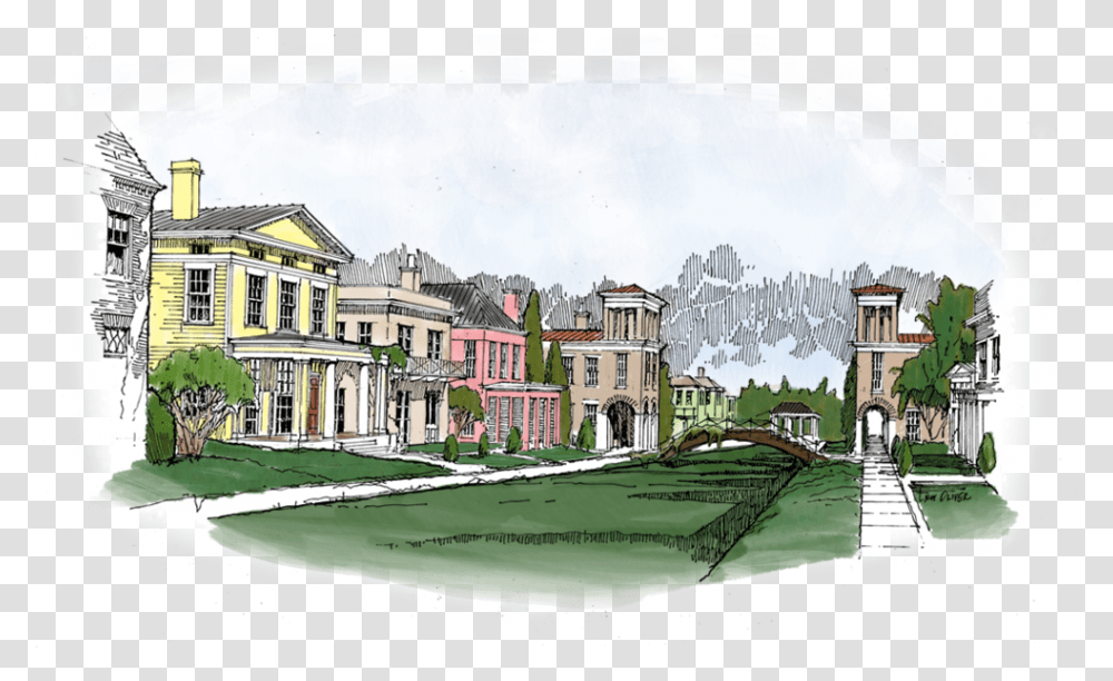 Prespective Drawing Neighborhood House, Urban, Building, Housing Transparent Png