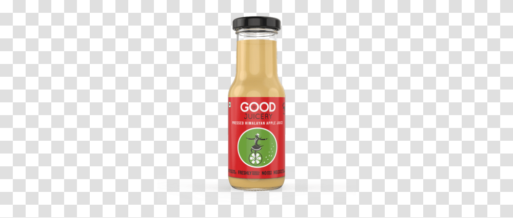 Pressed Himalayan Apple Juice 200 Ml The Good Juicery Glass Bottle, Ketchup, Food, Label, Text Transparent Png
