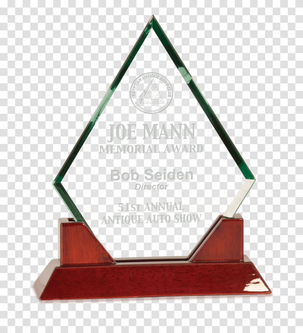 Prestige Rectangle Glass Award With Rosewood Piano Glass, Trophy, Triangle, Box Transparent Png