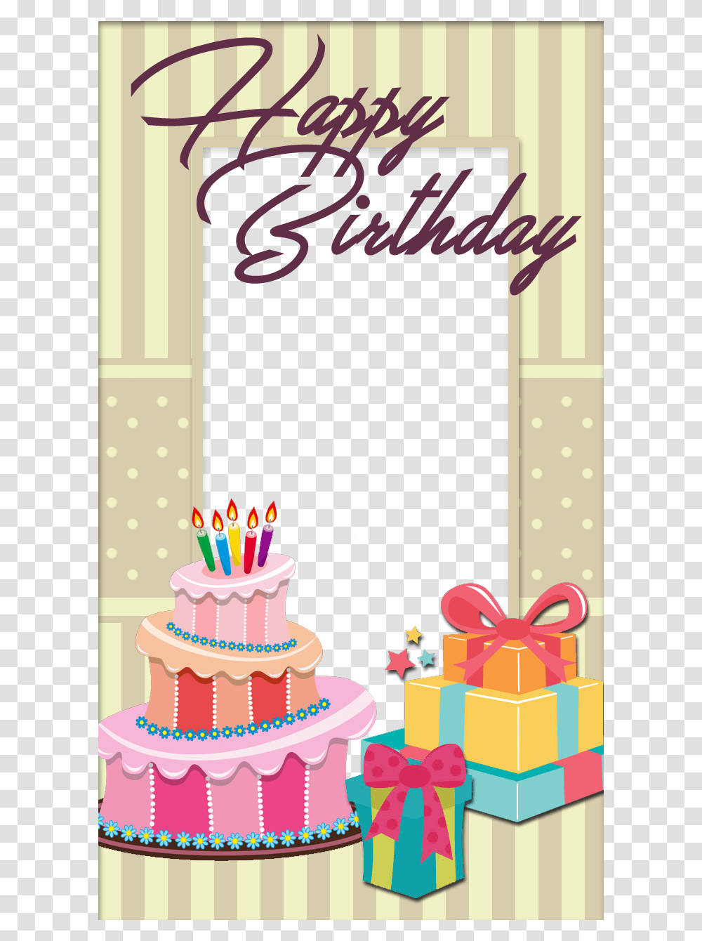Pretty Birthday Frame With Cake And Gifts, Dessert, Food, Birthday Cake Transparent Png