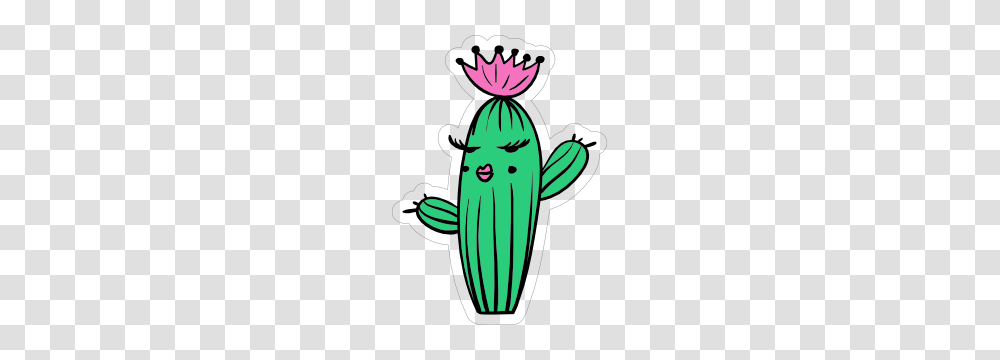 Pretty Cactus Cartoon Sticker, Plant, Relish, Food, Pickle Transparent Png