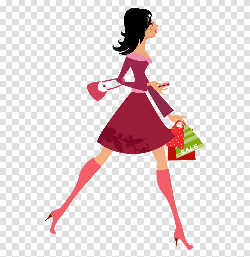 Pretty Cartoon Women Group With Items, Person, Shopping, Bag, Photography Transparent Png