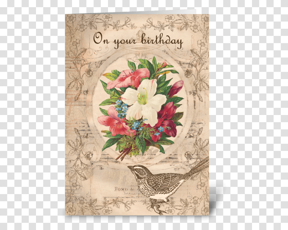 Pretty Flowers Amp Bird Greeting Card Predlohy Vianon Vivky, Animal, Floral Design Transparent Png