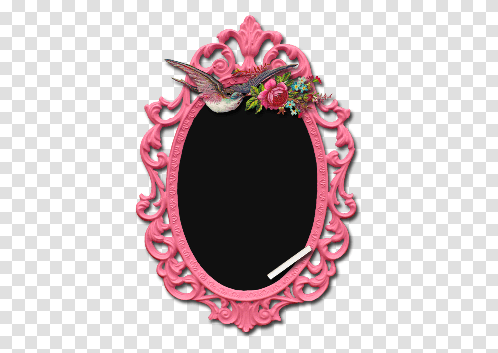 Pretty In Pink Vintage Chalkboard Frame Pink Mirror, Oval, Hat, Clothing, Apparel Transparent Png