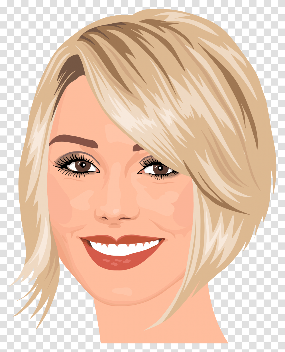 Pretty Woman Face Cartoon Short Hairstyles For Over 50 Fine Hair, Smile, Head, Bird, Female Transparent Png