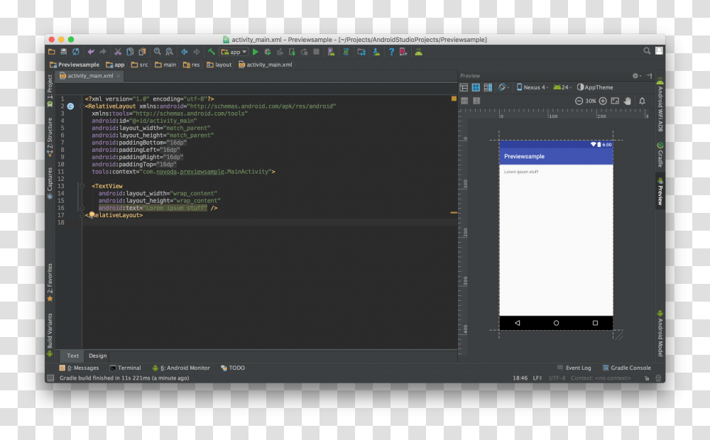 Preview Of The Layout Preview Screen In Android Studio Android Studio Show Ruler, Word, File, Monitor Transparent Png