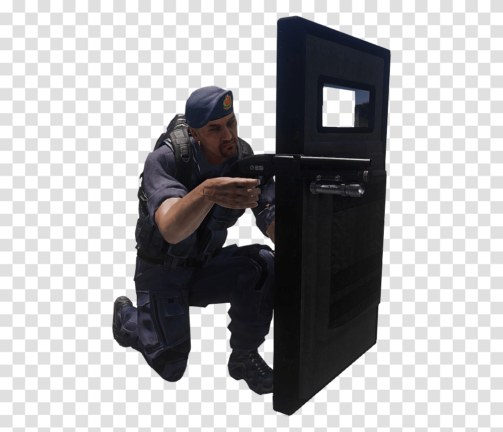 Preview Police With Shield Clipart, Person, Human, Apparel Transparent Png