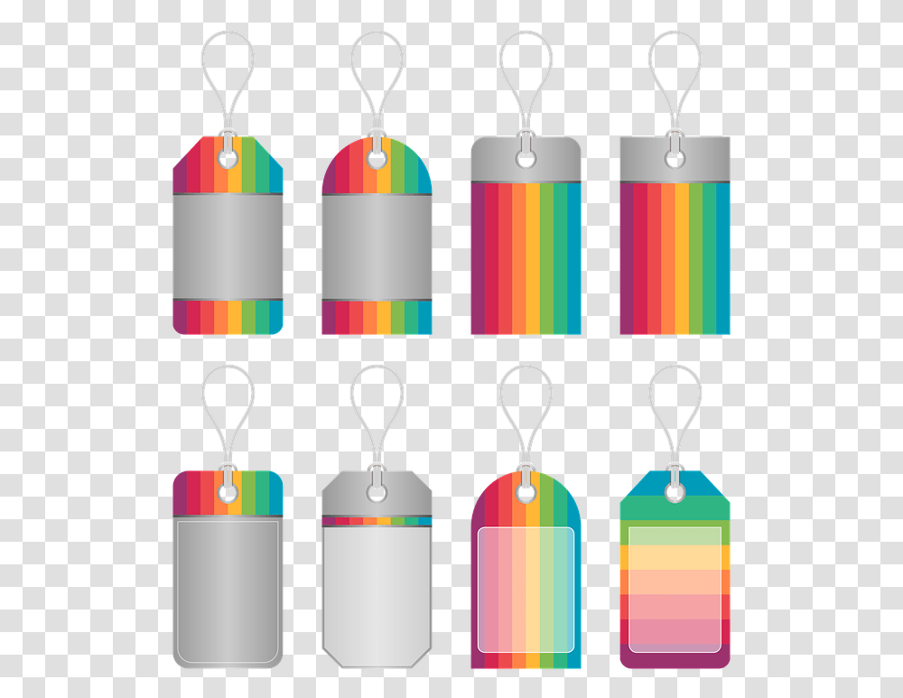 Price Tags Ribbon Colorful Rainbow Design Rainbow Price Tag, Cylinder, Bomb, Weapon, Weaponry Transparent Png