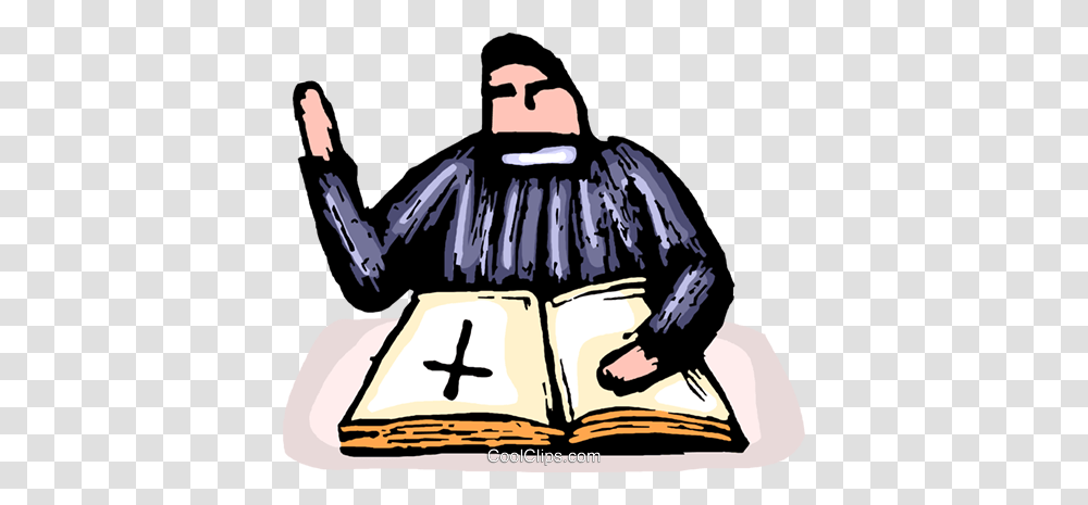 Priest Reading From The Bible Royalty Free Vector Clip Art, Person, Human, Cowbell Transparent Png