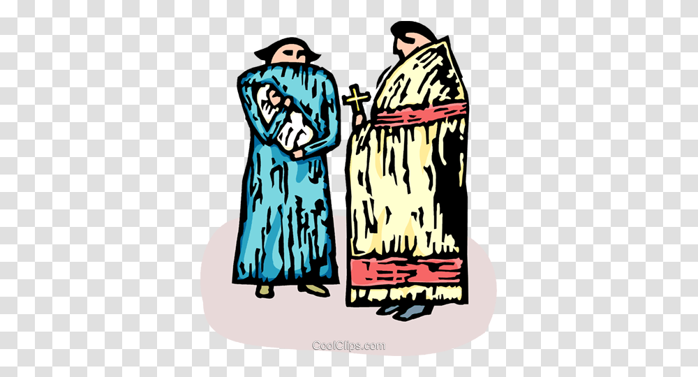 Priest Standing With A Mother And Baby Royalty Free Vector Clip, Dress, Performer Transparent Png