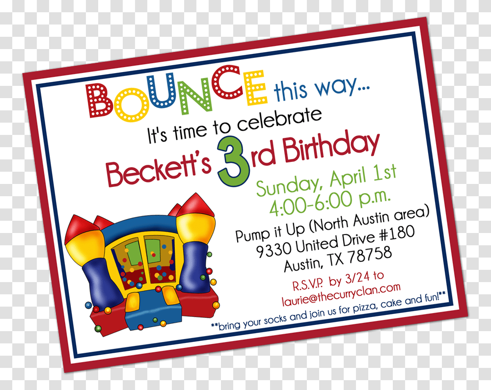 Primary Colored Bounce House Digital Birthday Invitation Language, Advertisement, Poster, Flyer, Paper Transparent Png