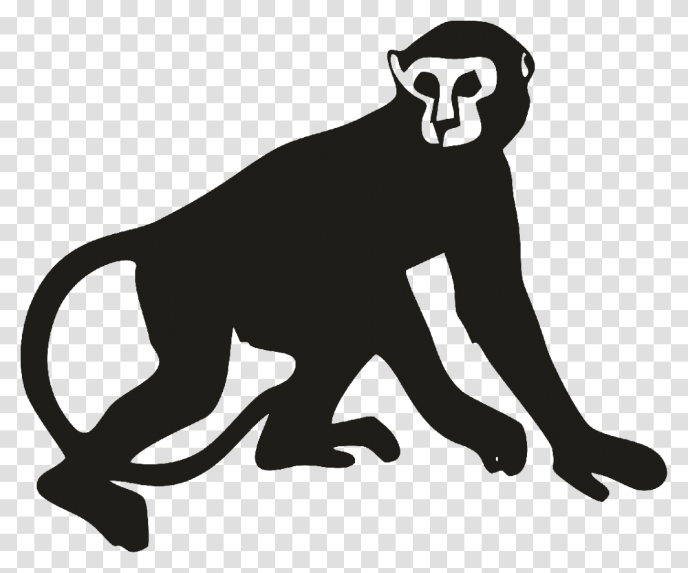 Primate Ape Silhouette Clip Art Monkey Icon, Wildlife, Animal, Mammal, Stencil Transparent Png