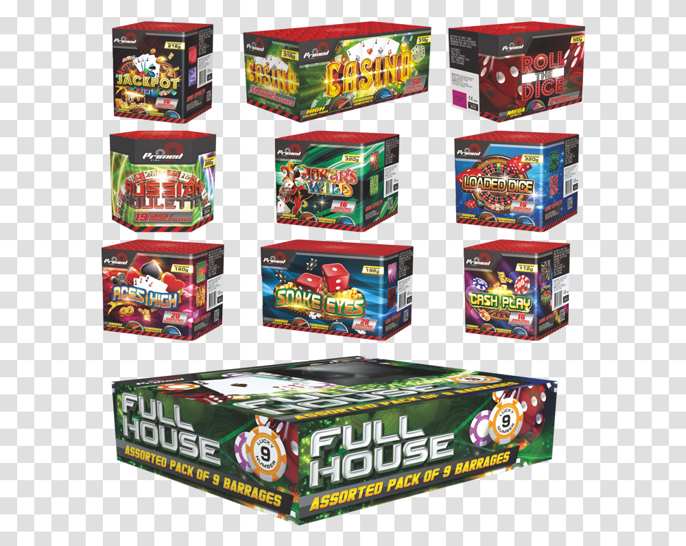Primed Full House Full House Firework Pack, Sweets, Food, Confectionery, Monitor Transparent Png