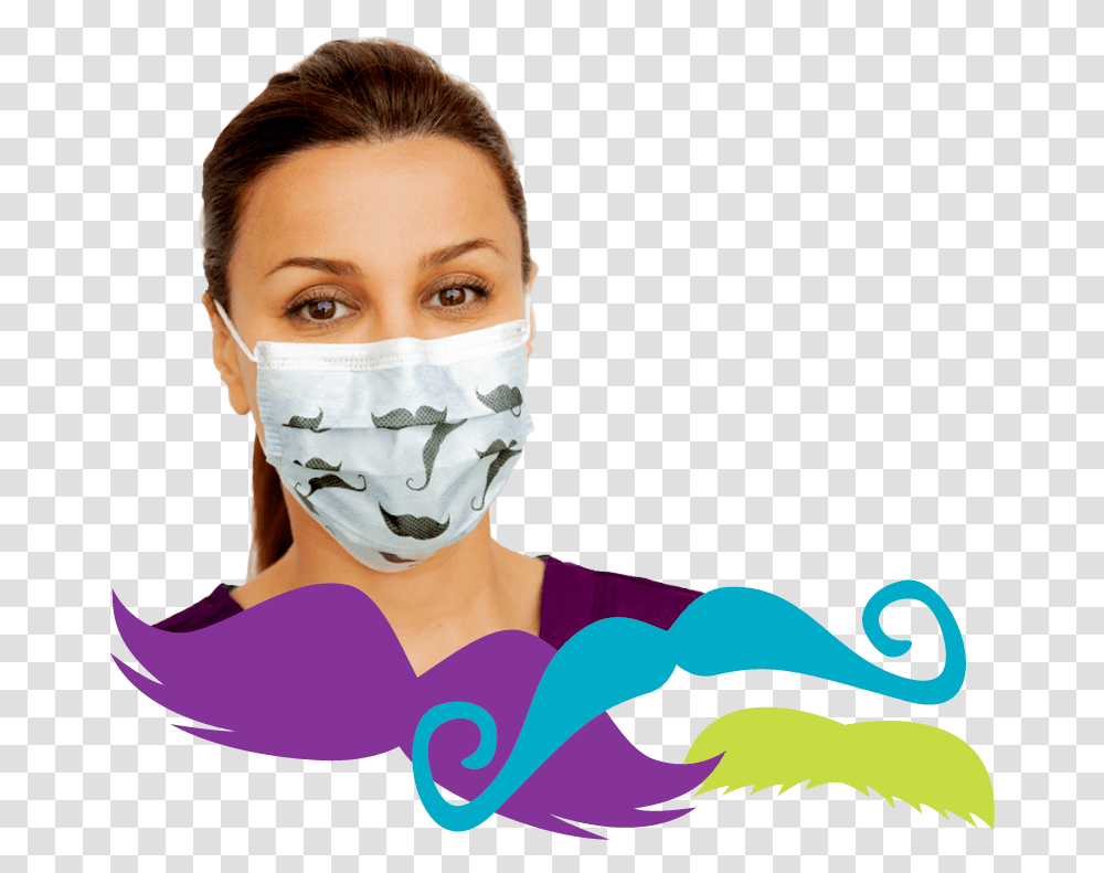 Primed Movember Mask Clipart Movember Surgical Masks, Clothing, Apparel, Person, Human Transparent Png