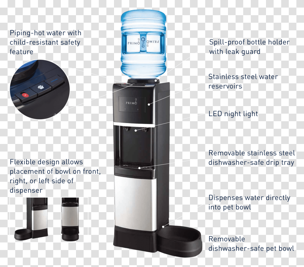 Primo Water Dispenser With Pet Station, Cooler, Appliance, Mixer Transparent Png