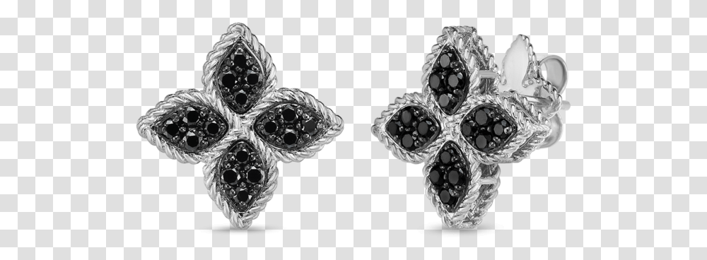 Princess 18k White Gold Black Diamond Flower Studs Earring, Jewelry, Accessories, Accessory, Gemstone Transparent Png